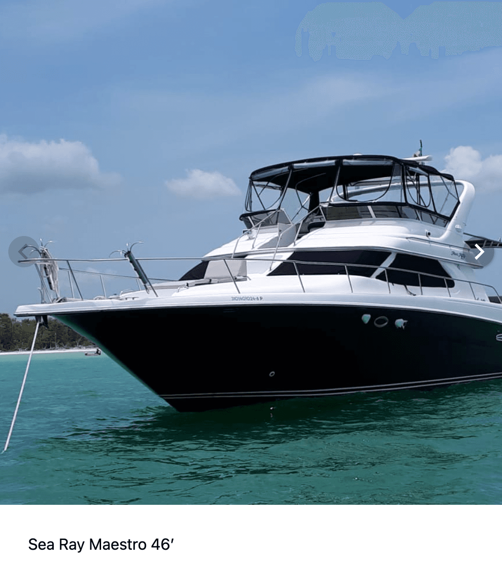 Sea Ray Maestro 46 foot yacht anchored on the gulf